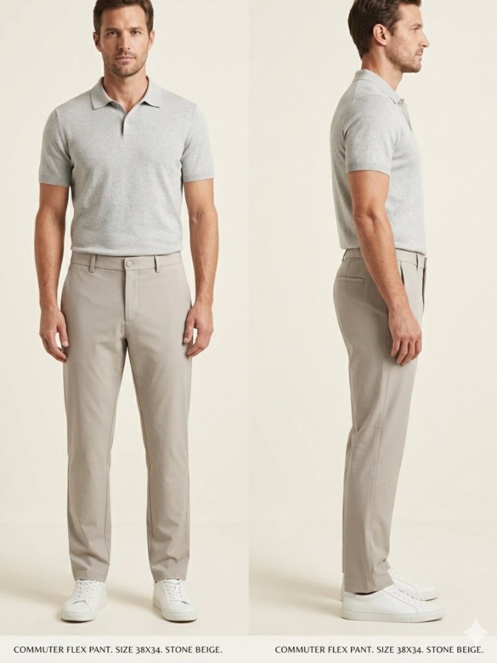 Banana Republic Commuter Flex Stone Beige Chino Men's Pants Size 38x34 NEW